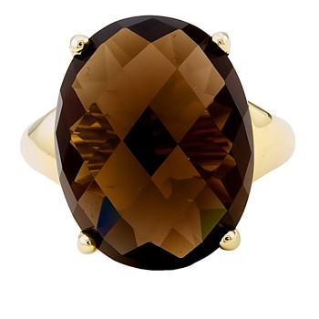 9ct Gold Smoky Quartz Ring Size M
